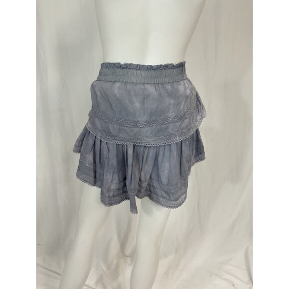 Loveshackfancy 'Ruffle' Blue Lace Trim Mini Skirt Size XS - Picture 3 of 5